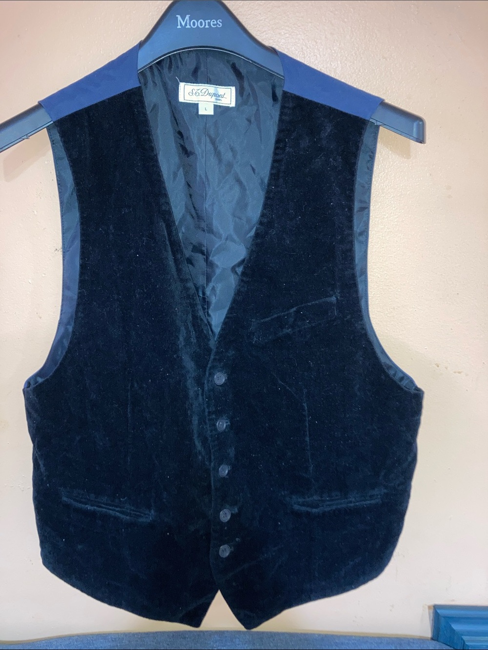 ST Dupont Black Velvet Button-Front Men's Vest